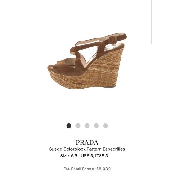 PRADA Suede Colorblock Pattern Espadrilles Size 9/ 39 - Picture 1 of 7